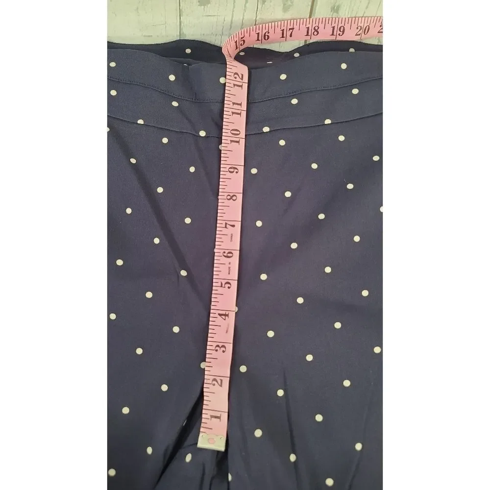 Joe B 3X Pull On Capri Pants Blue Cream Polka Dot Criss Cross Open Ankle Stretch - Picture 4 of 9